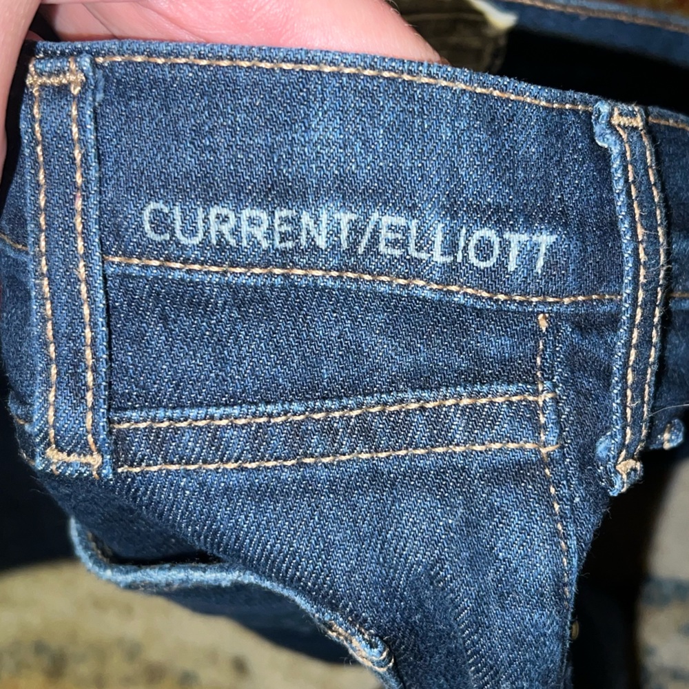 Current/Elliott The Roller Bonfire Raw Hem Jeans Size 24 - Picture 5 of 9